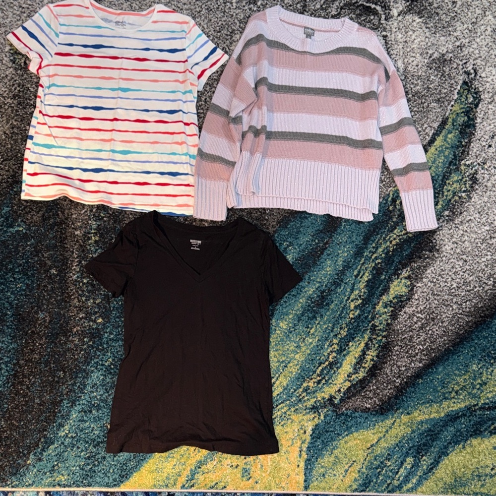 Striped and Solid woman’s Shirt Set